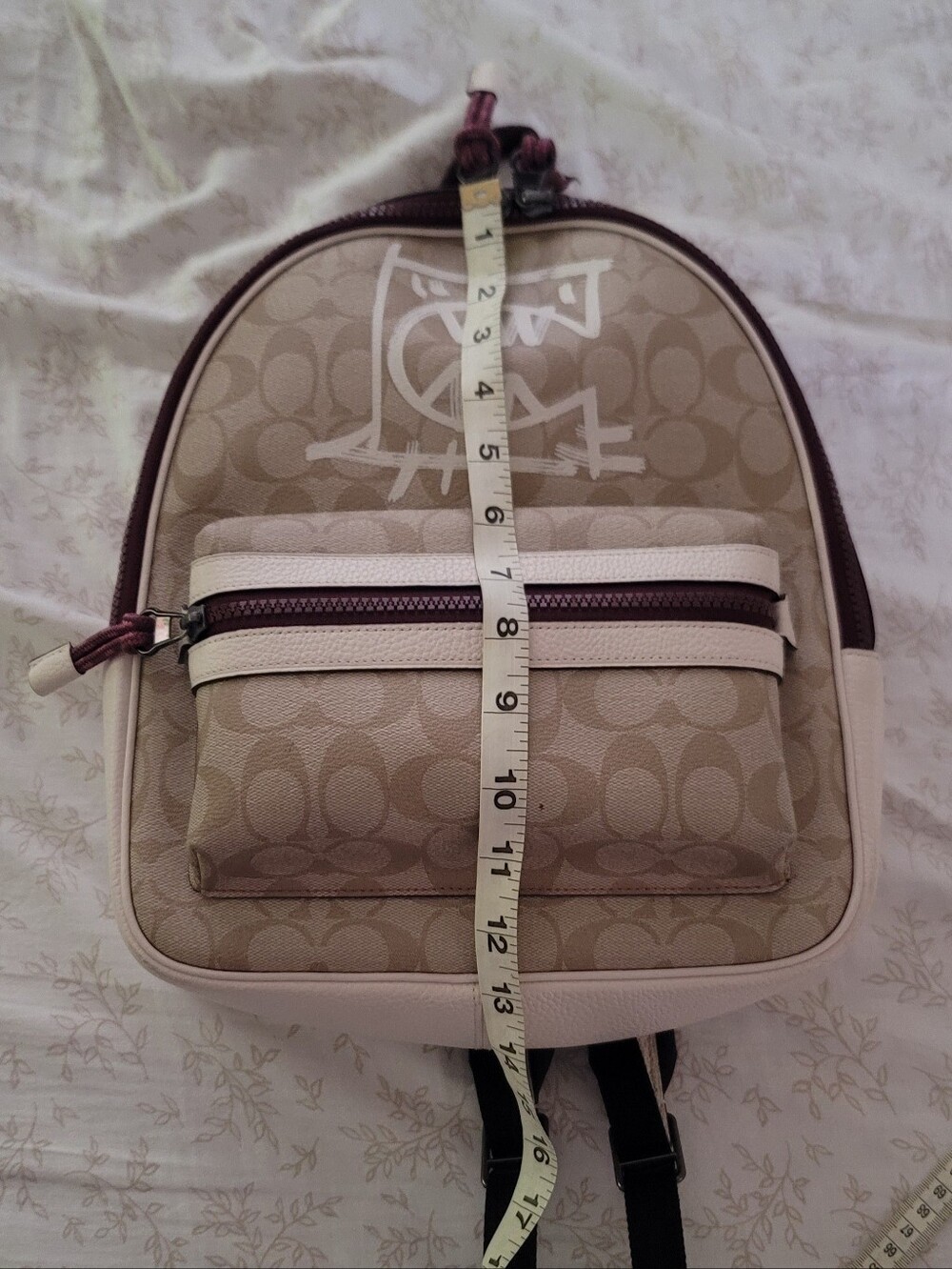 Coach Backpack in Khaki, Chalk & Burgundy Accents